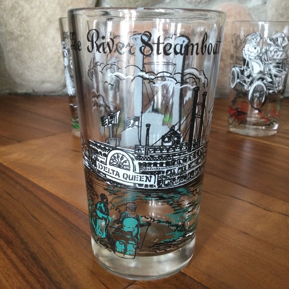 Vintage Hazel Atlas Mid Century Transportation Glasses Set of 6 - Picture 4 of 8